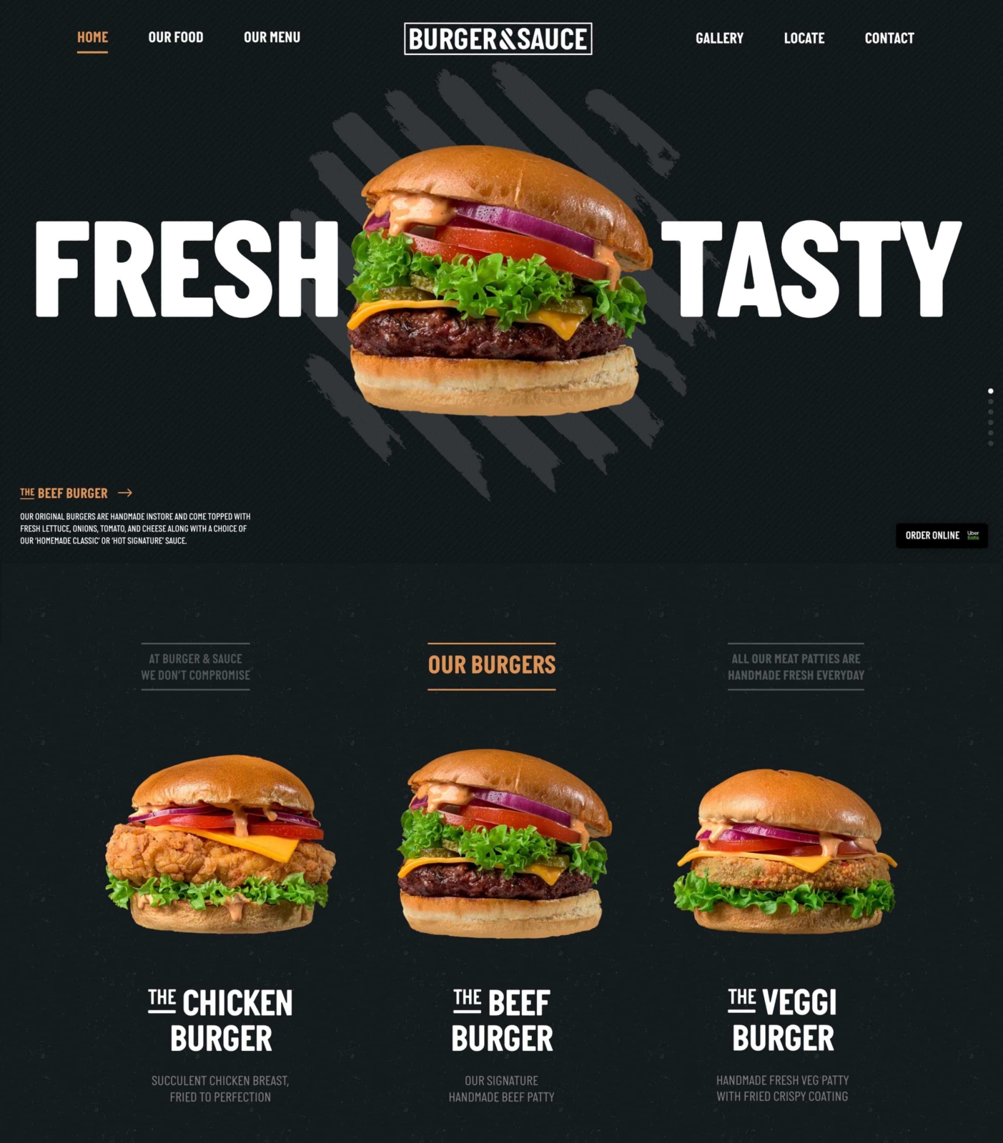 Burger & Sauce Website Design Home Page