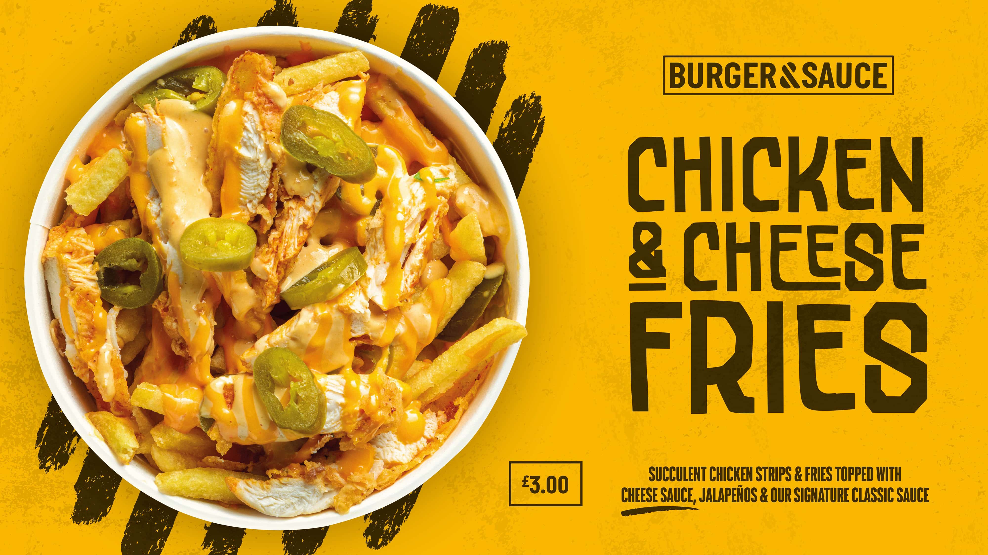 burger and sauce chicken cheese fries brand wide