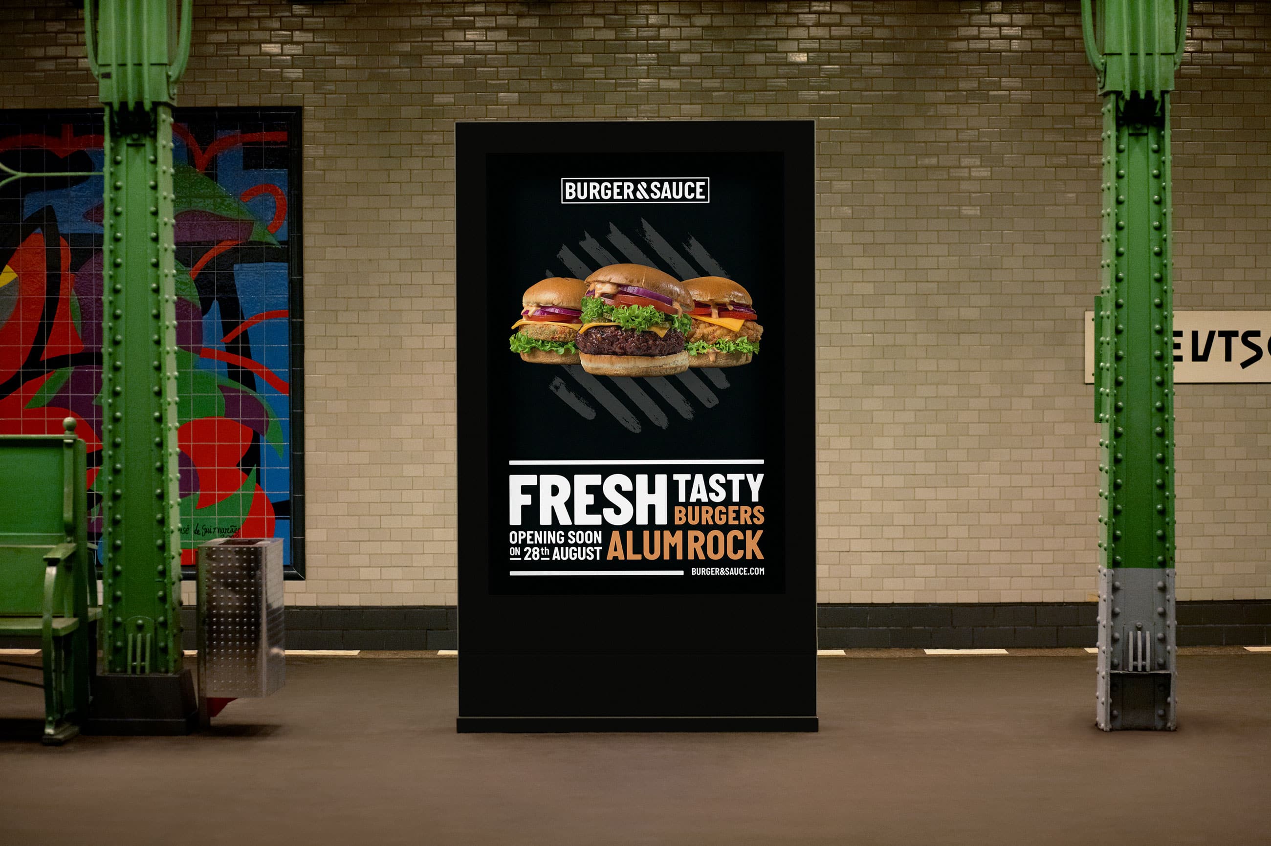 burger and sauce 6 sheet ad