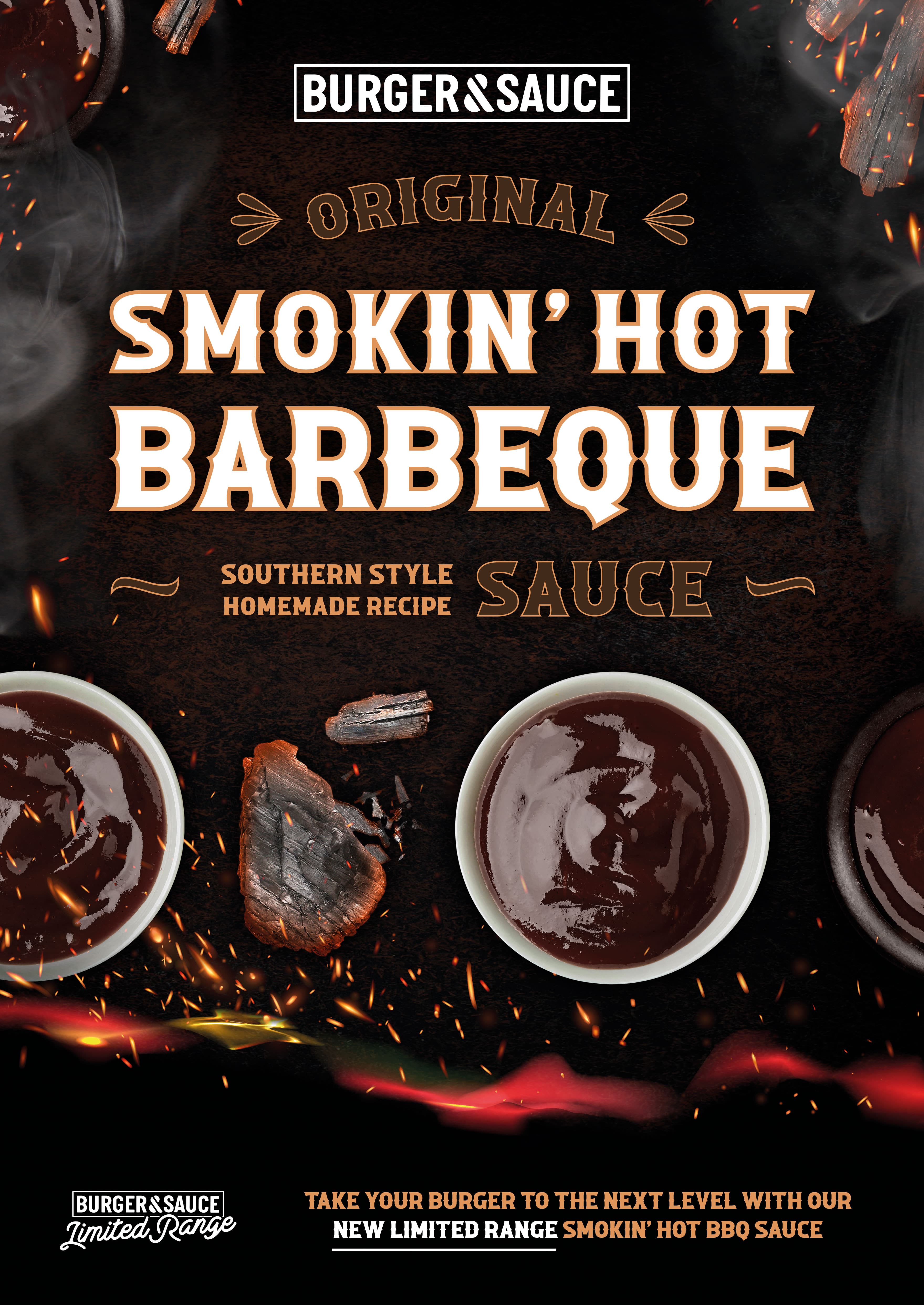 burger and sauce bbq smokin hot sauce poster hz