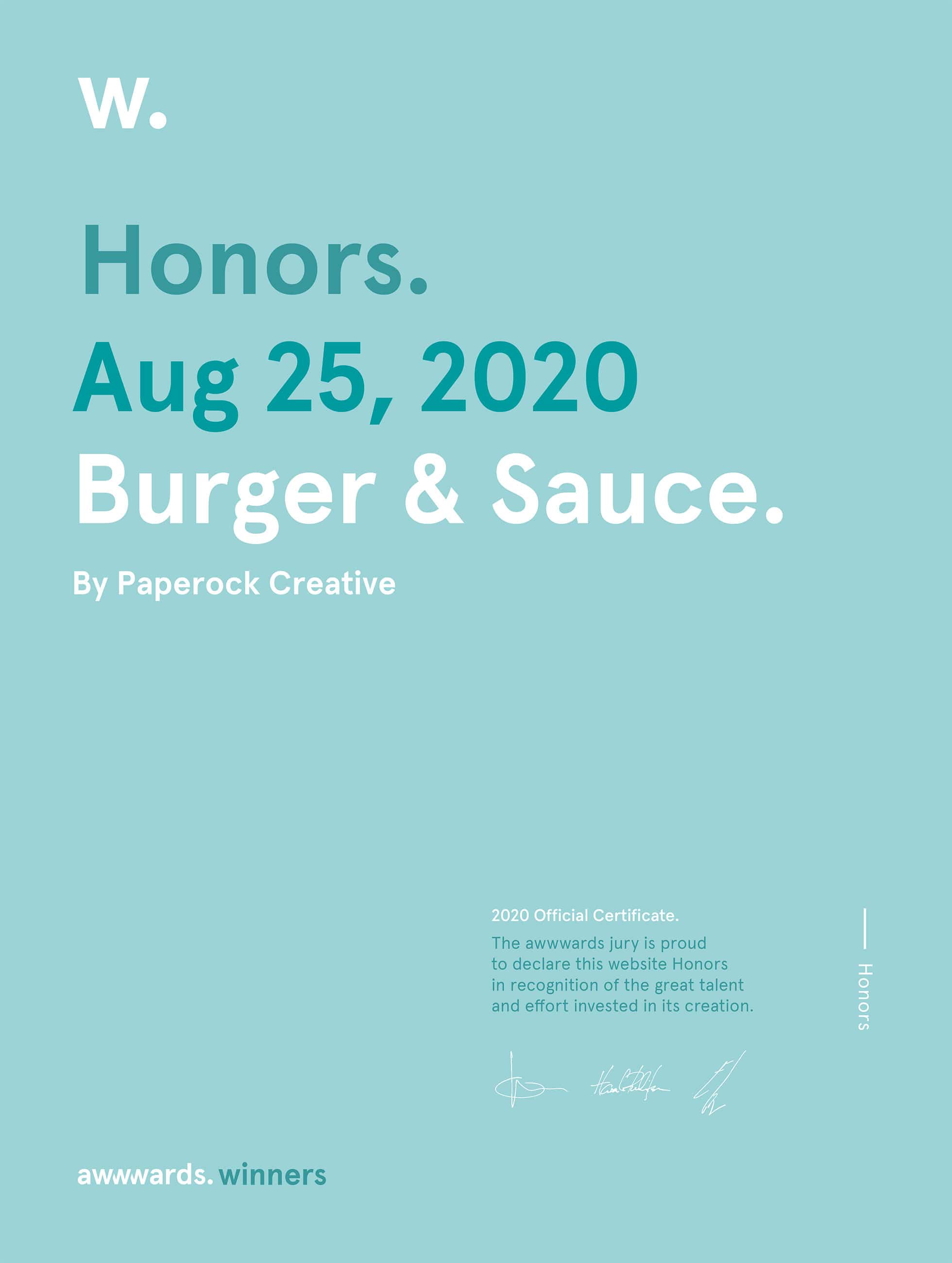 certificate burger sauce hm