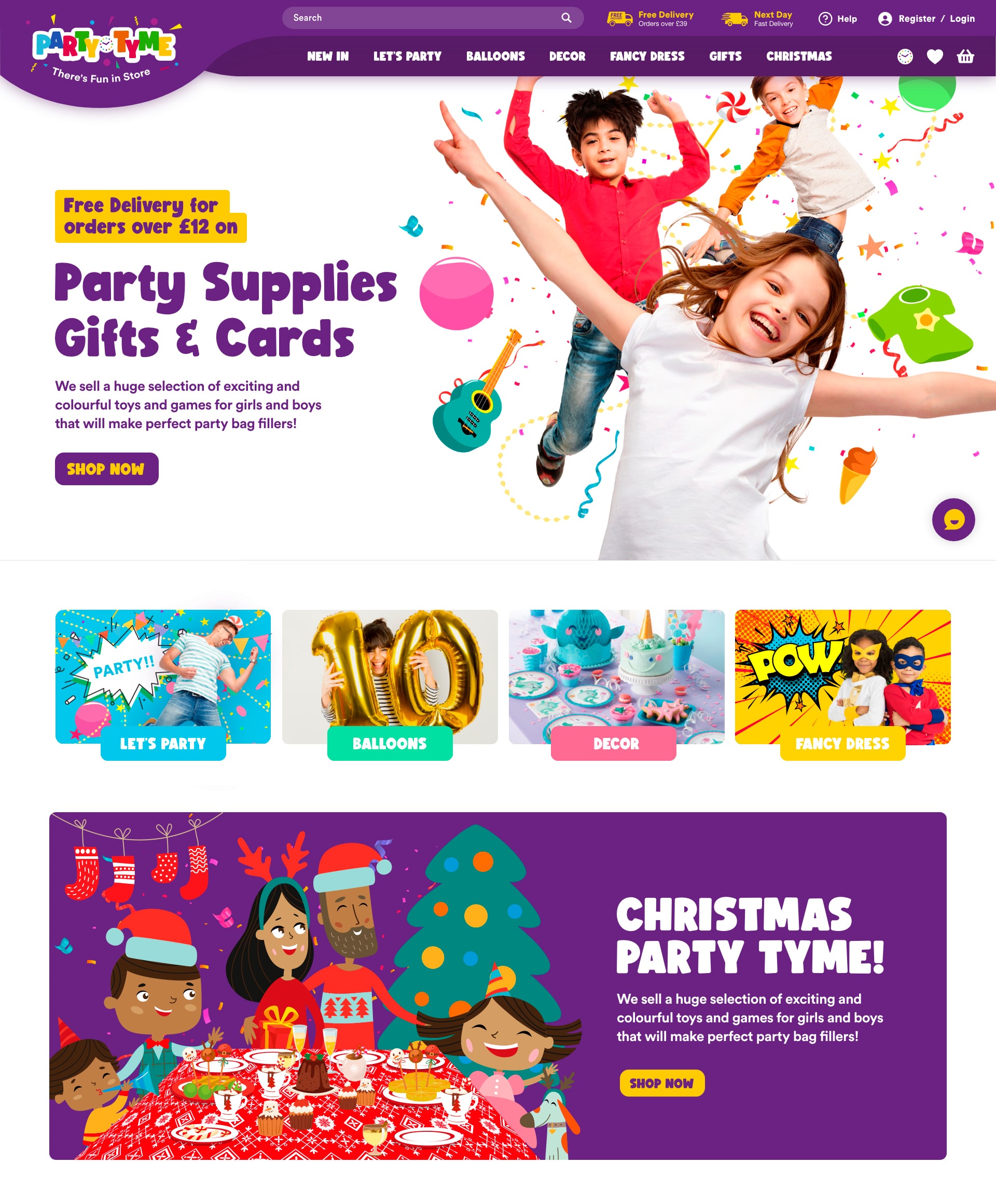 party tyme website design layout featued