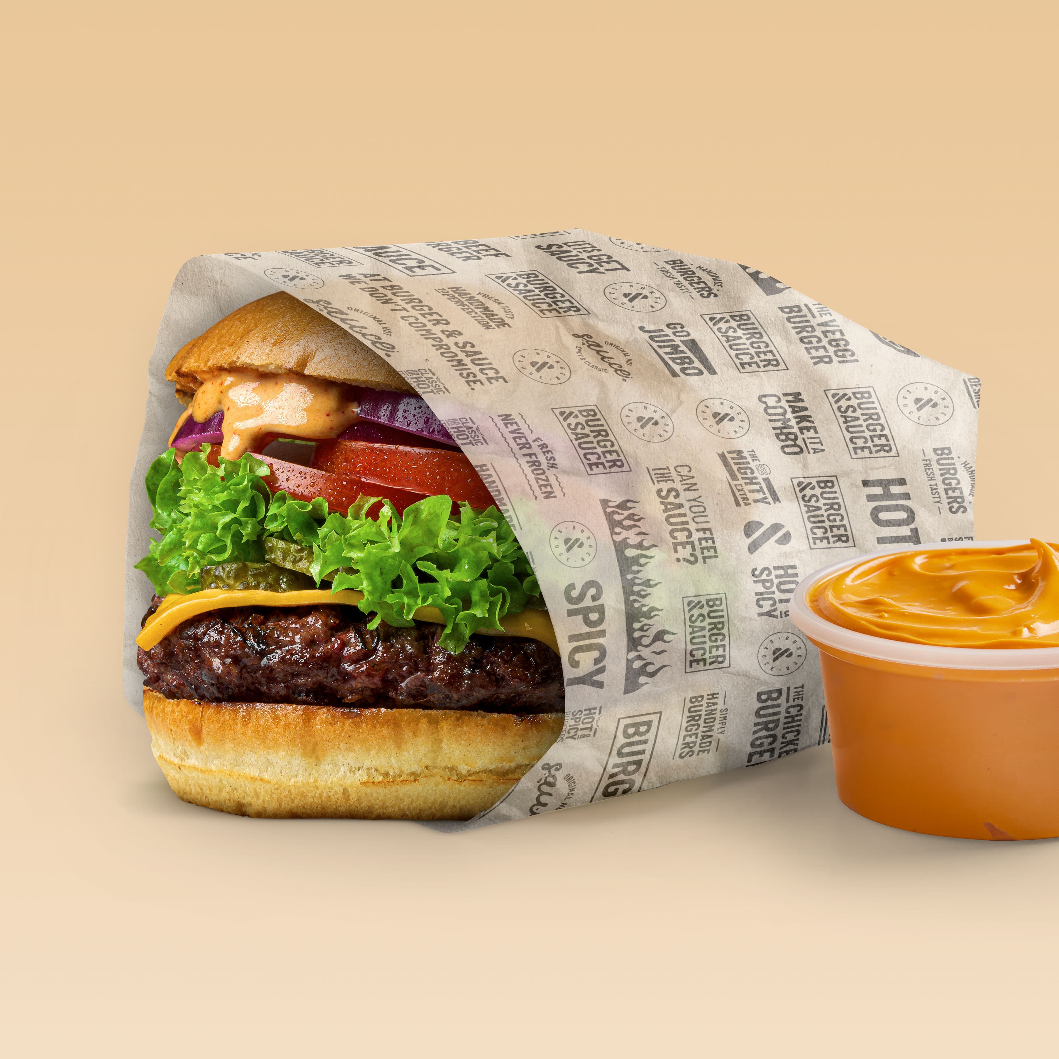 burger sauce burger with sauce wrap tissue tray