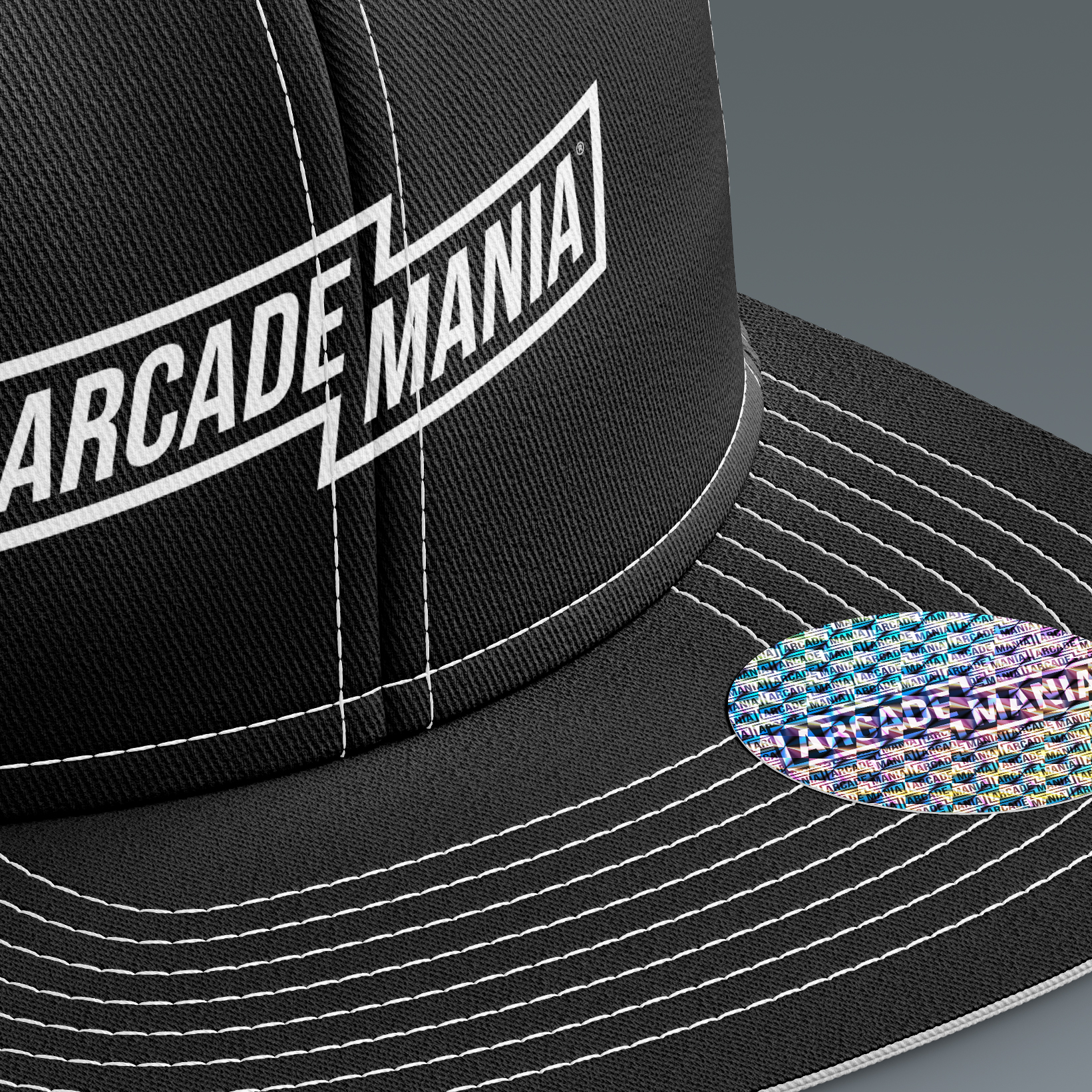 arcade mania caps and holographic badge sticker 3
