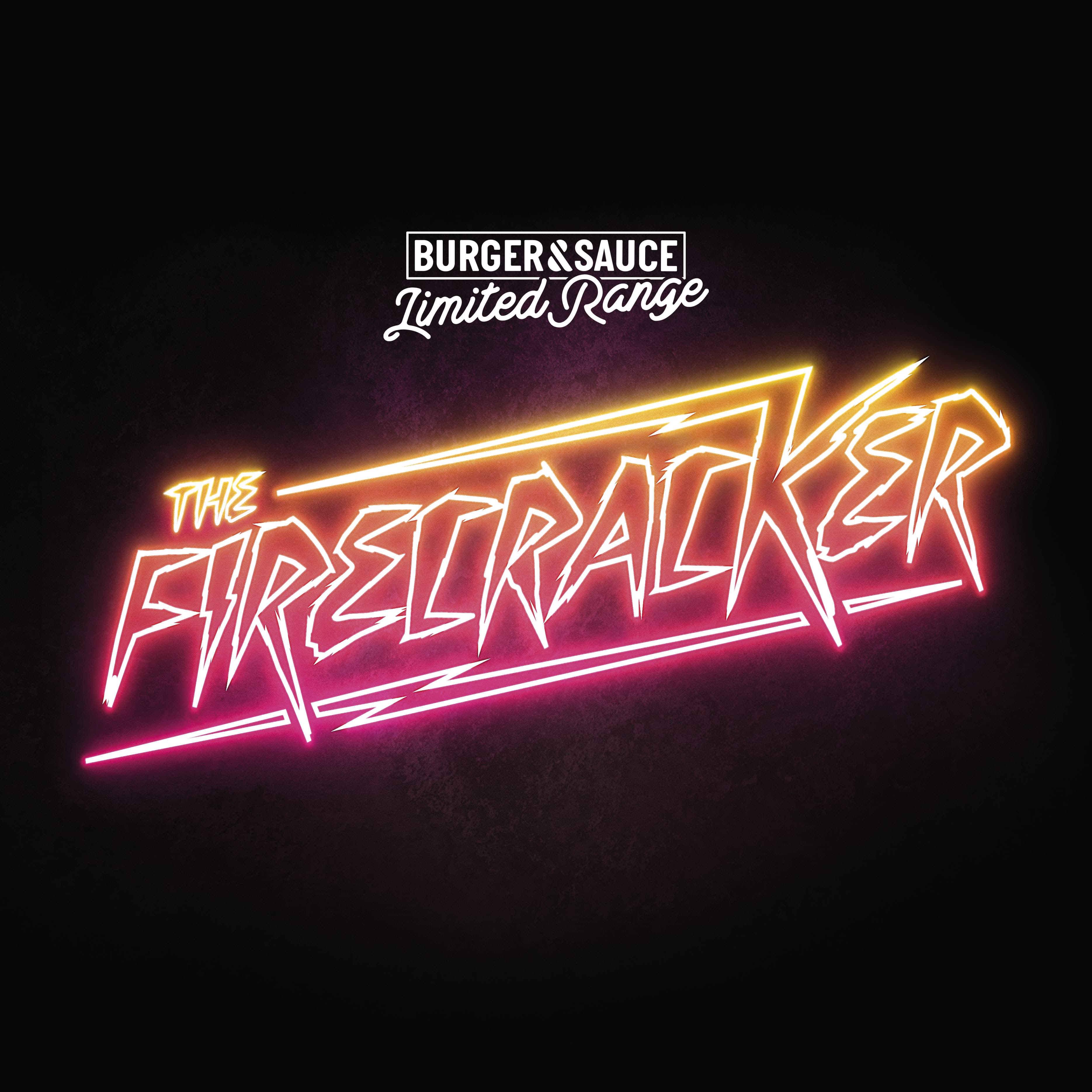 burger and sauce firecracker logo design neon