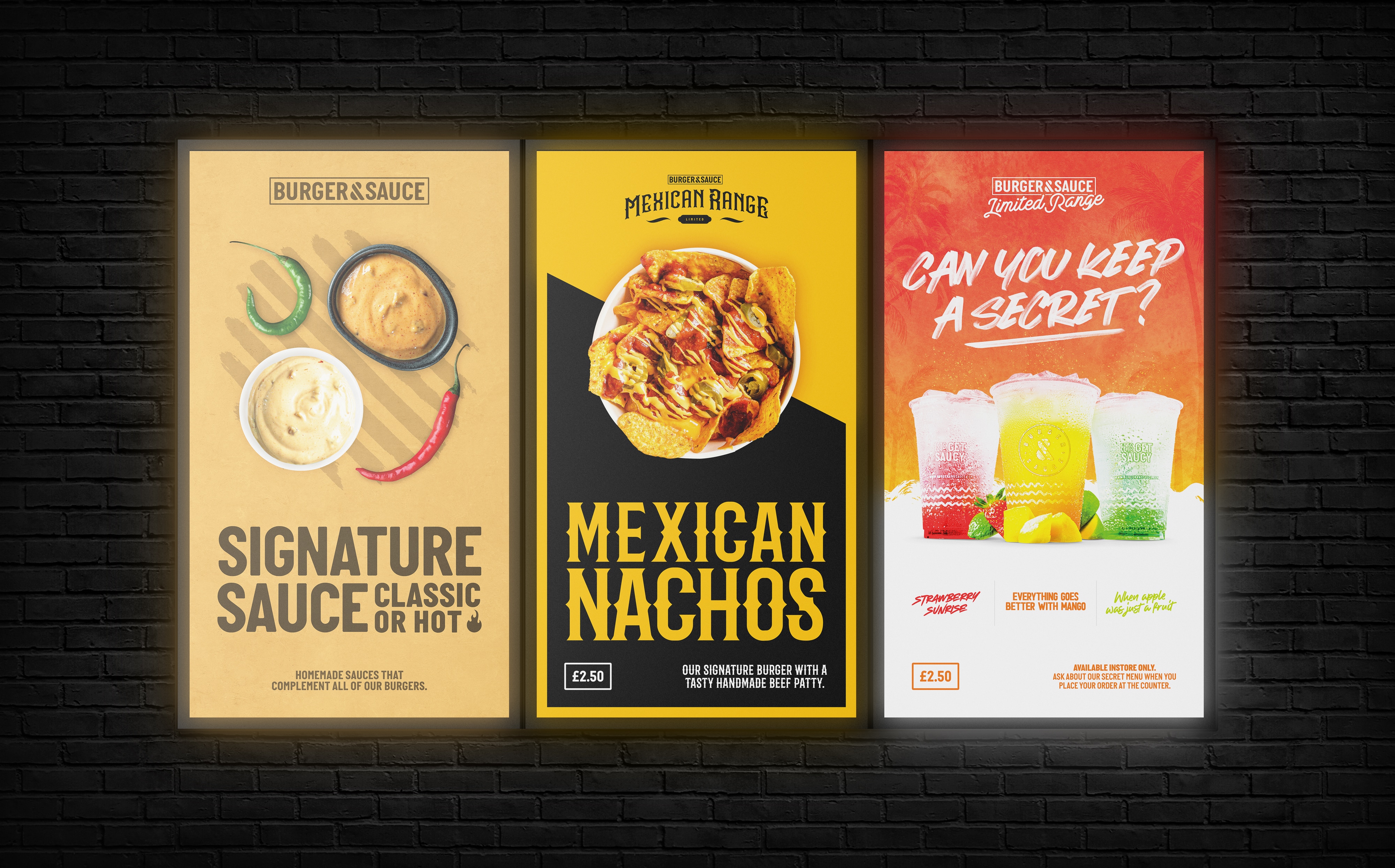 Burger & Sauce Digital Menus Signature Sauce, Mexican Nachos, Secret Menu