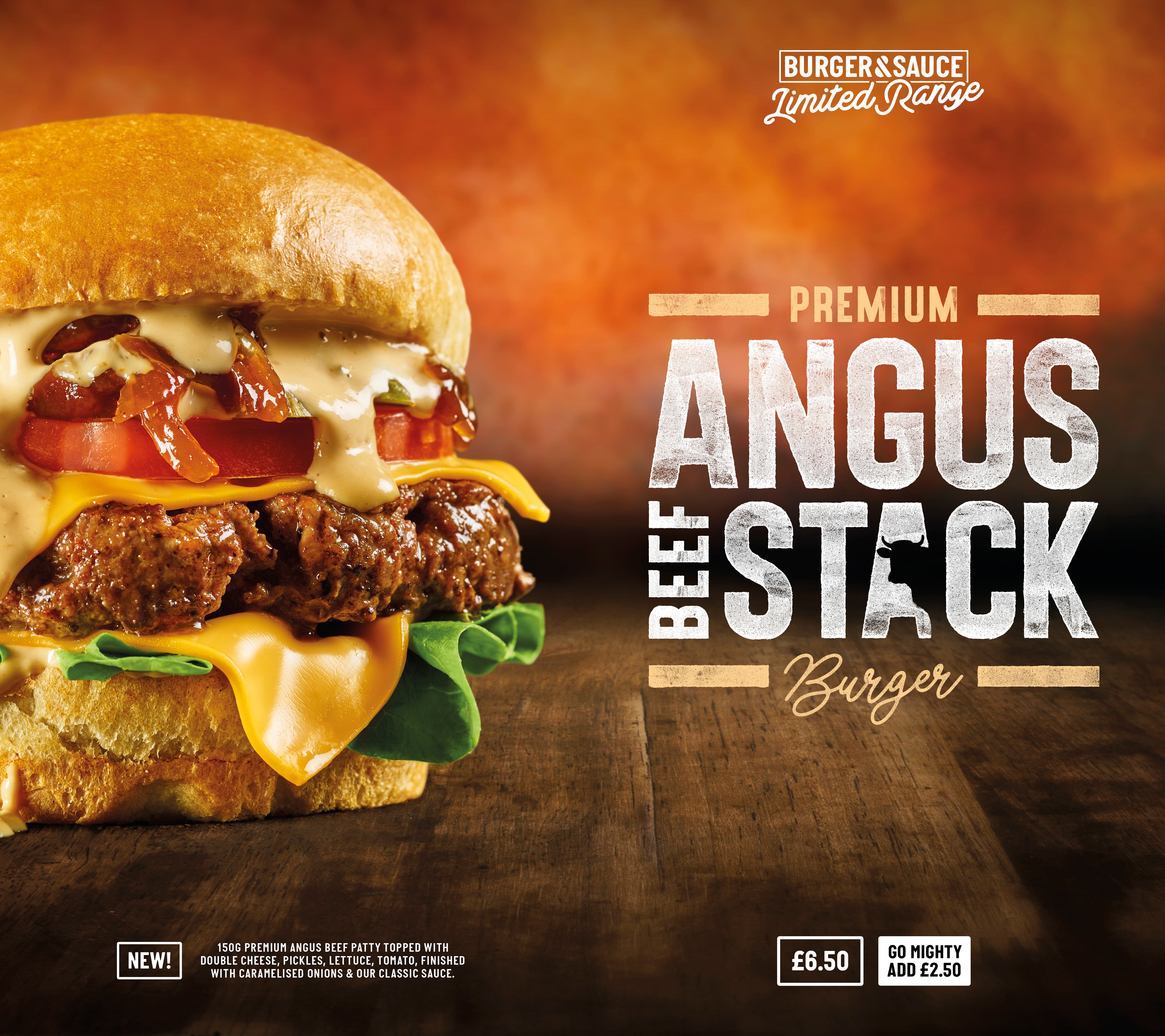 lburger and sauce angus beef stack burger