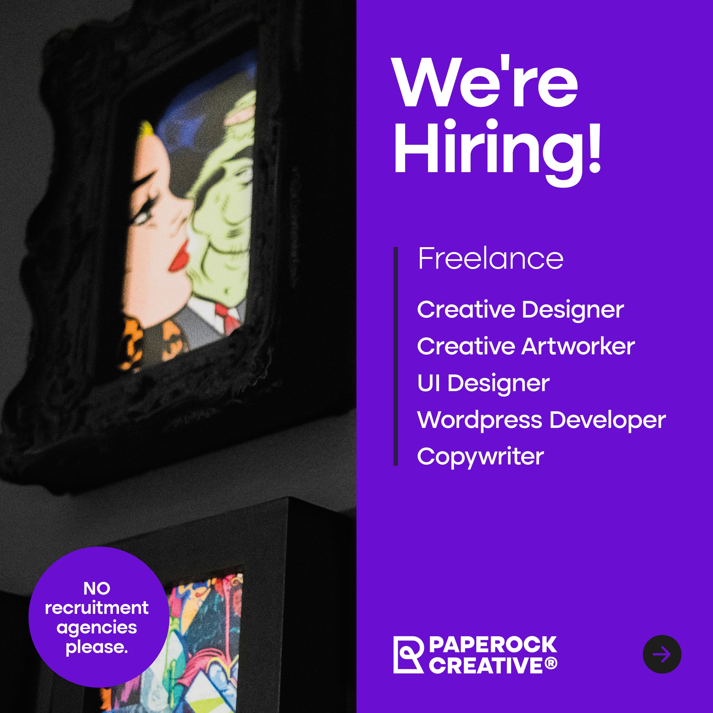 We Are Hiring Freelancers — Paperock Creative Freelance Recruitment Adverts 2023