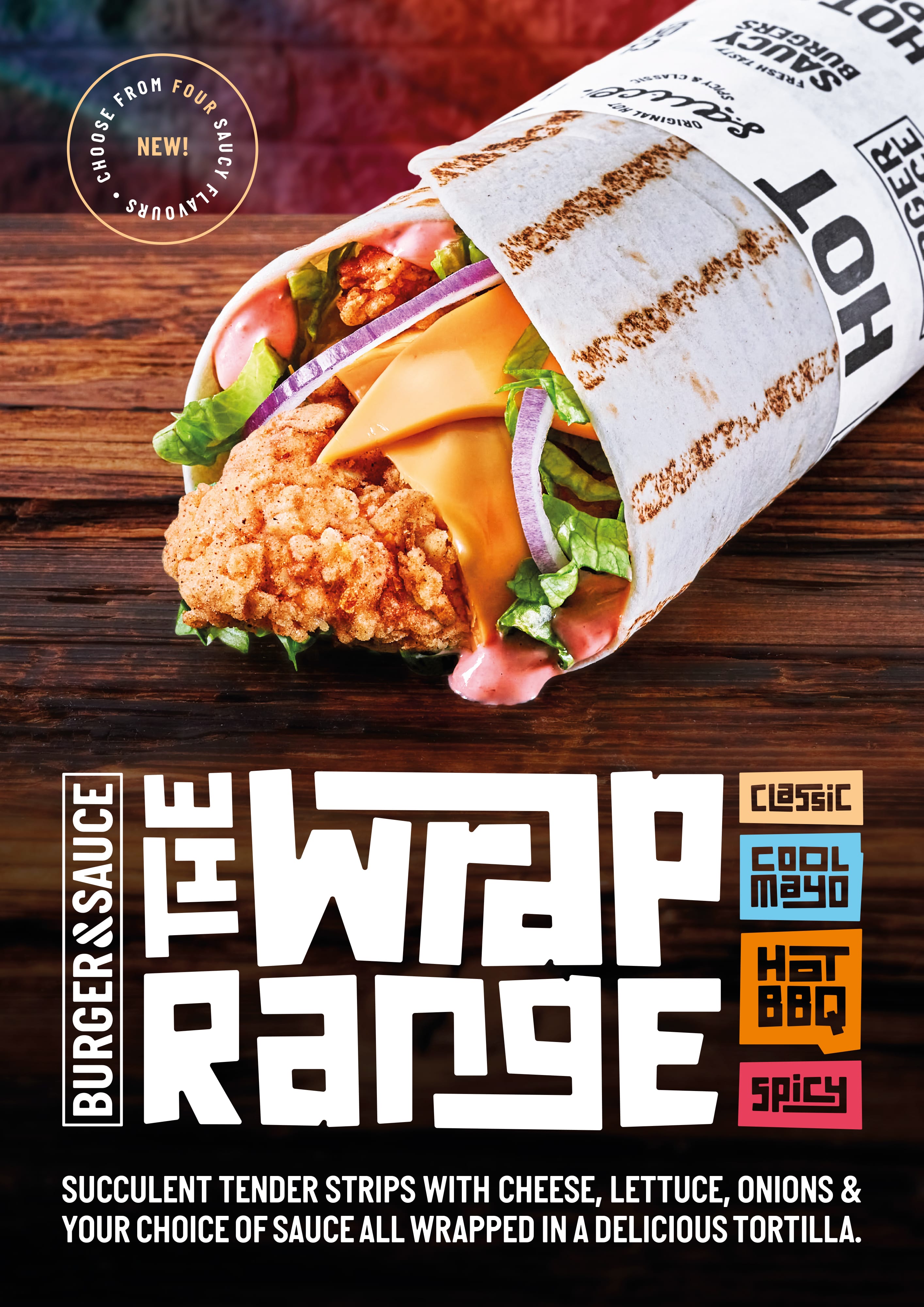 burger and sauce the wrap range poster a3