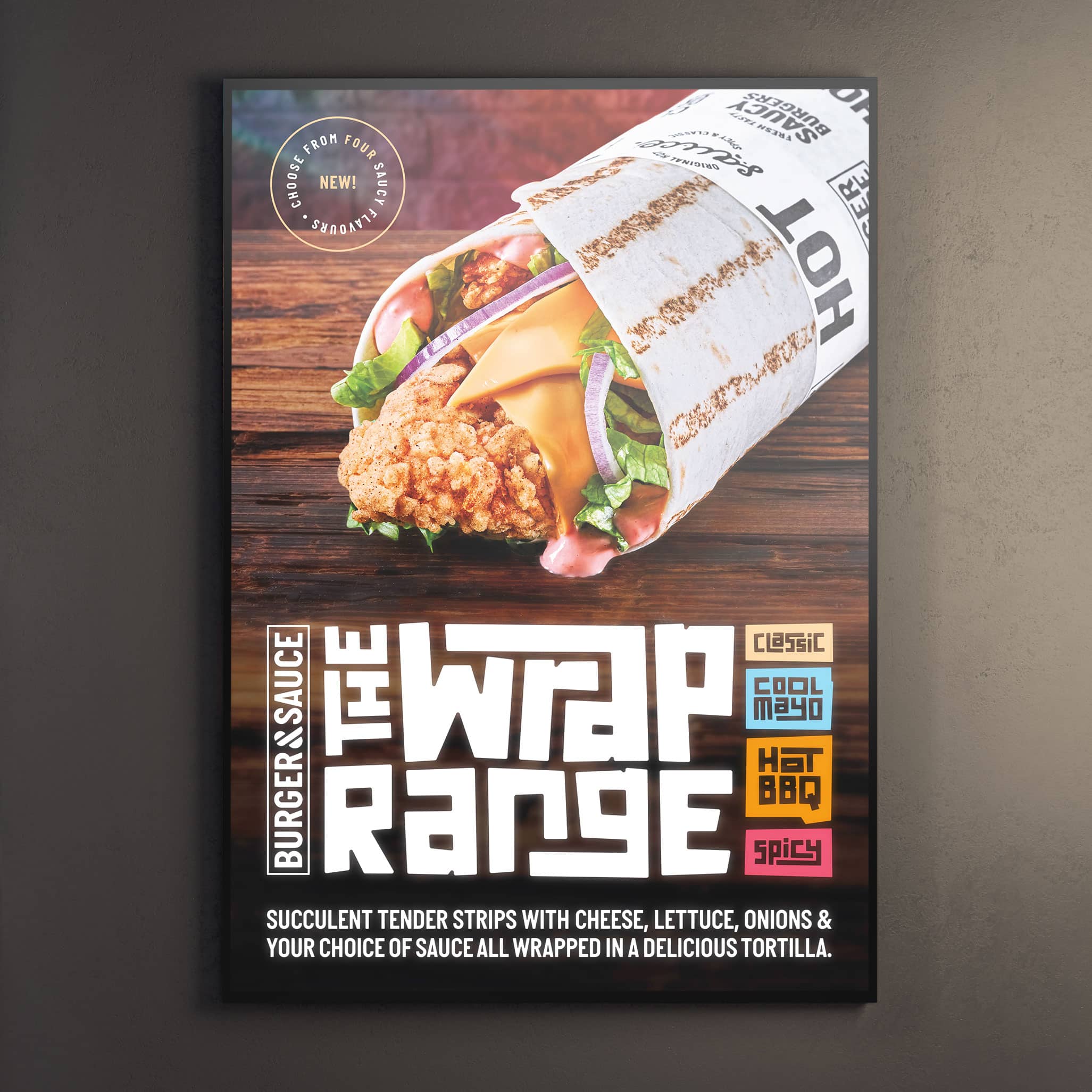 burger and sauce wrap range poster main